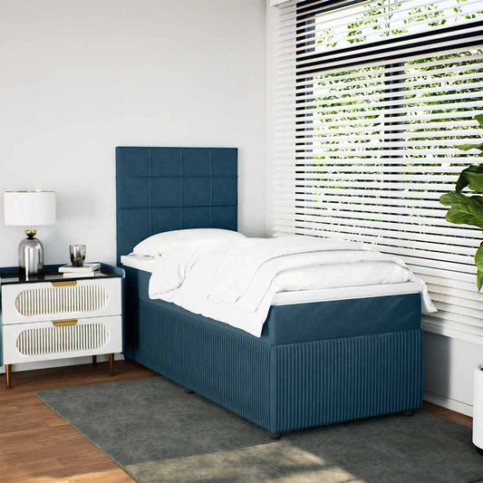 vidaXL Κρεβάτι Boxspring με Στρώμα Μπλε 80 x 200 εκ. Βελούδινο