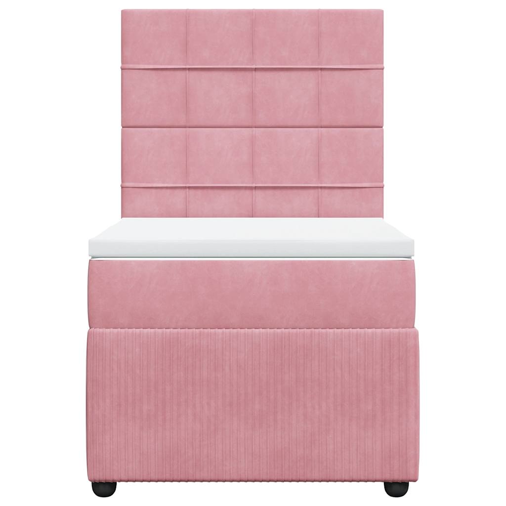 vidaXL Κρεβάτι Boxspring με Στρώμα Ροζ 80 x 200 εκ. Βελούδινο