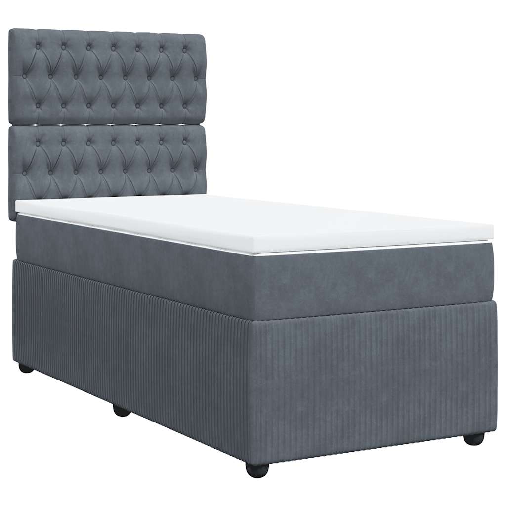 vidaXL Κρεβάτι Boxspring με Στρώμα Σκούρο Γκρι 80x200 εκ. Βελούδινο