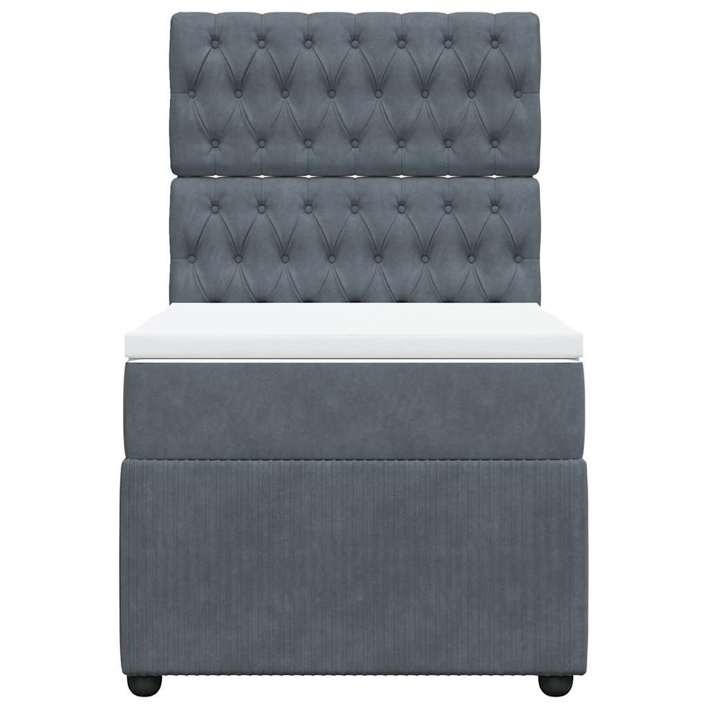 vidaXL Κρεβάτι Boxspring με Στρώμα Σκούρο Γκρι 80x200 εκ. Βελούδινο
