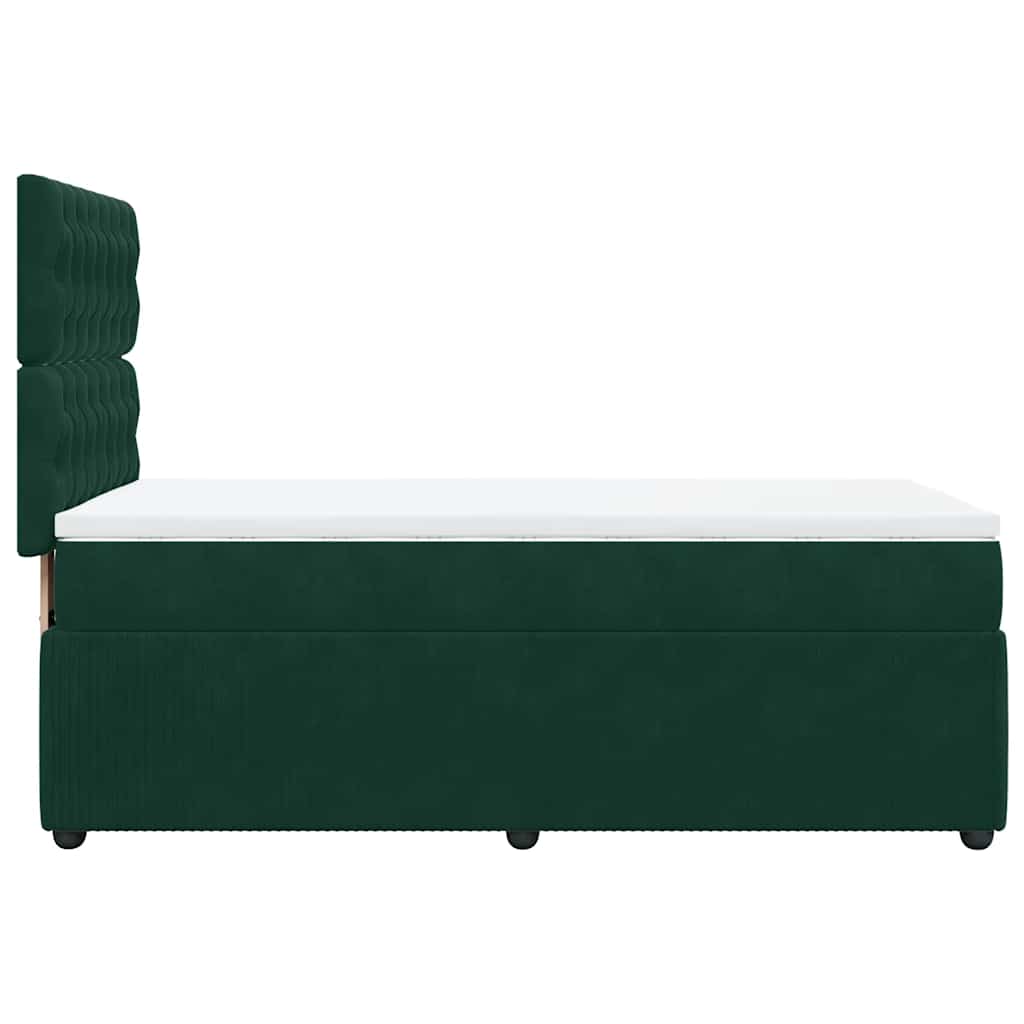 vidaXL Κρεβάτι Boxspring με Στρώμα Σκούρο Πράσινο 80x200 εκ. Βελούδινο