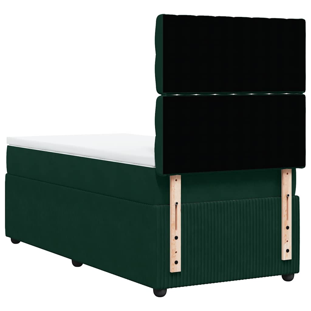 vidaXL Κρεβάτι Boxspring με Στρώμα Σκούρο Πράσινο 80x200 εκ. Βελούδινο