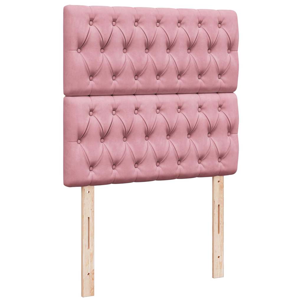 vidaXL Κρεβάτι Boxspring με Στρώμα Ροζ 80 x 200 εκ. Βελούδινο