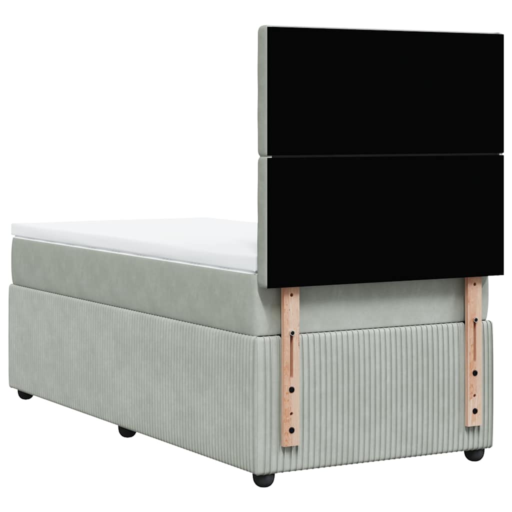 vidaXL Κρεβάτι Boxspring με Στρώμα Ανοιχτό Γκρι 80x200 εκ. Βελούδινο