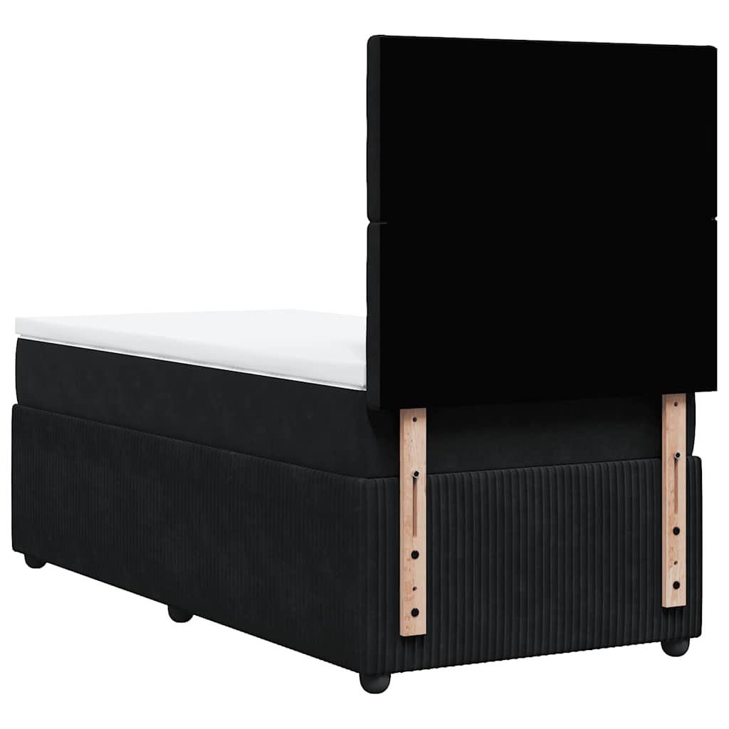 vidaXL Κρεβάτι Boxspring με Στρώμα Μαύρο 80 x 200 εκ. Βελούδινο