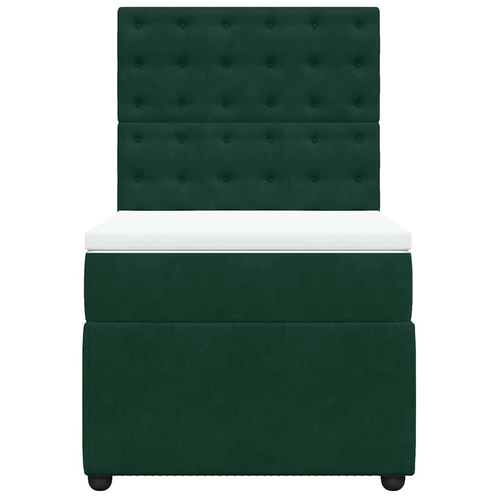 vidaXL Κρεβάτι Boxspring με Στρώμα Σκούρο Πράσινο 80x200 εκ. Βελούδινο