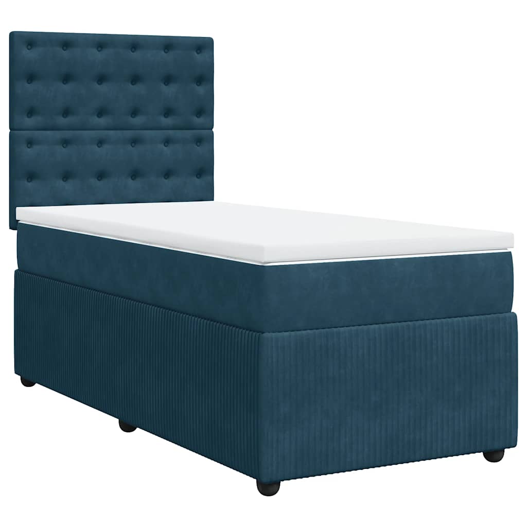 vidaXL Κρεβάτι Boxspring με Στρώμα Μπλε 80 x 200 εκ. Βελούδινο