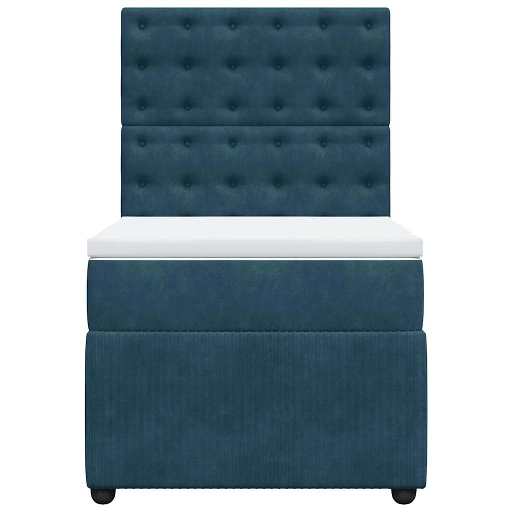 vidaXL Κρεβάτι Boxspring με Στρώμα Μπλε 80 x 200 εκ. Βελούδινο
