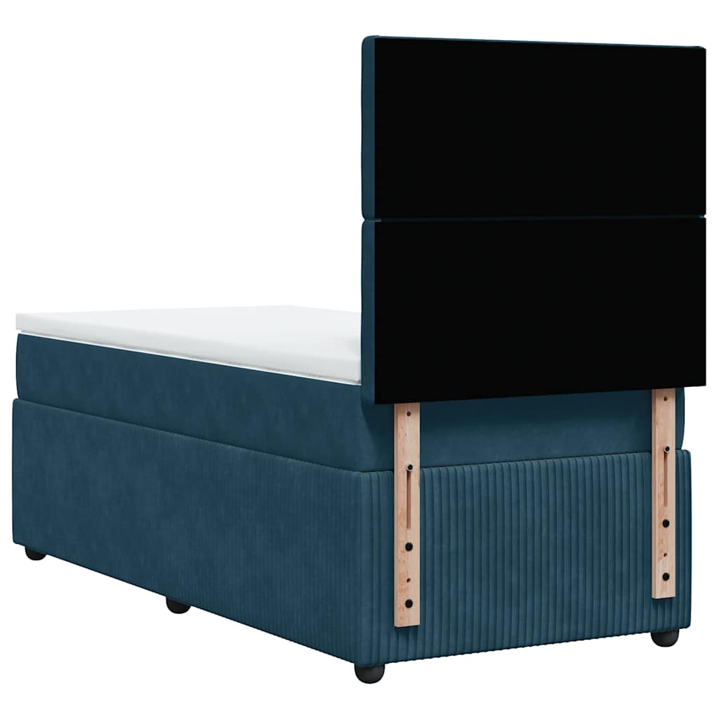 vidaXL Κρεβάτι Boxspring με Στρώμα Μπλε 80 x 200 εκ. Βελούδινο