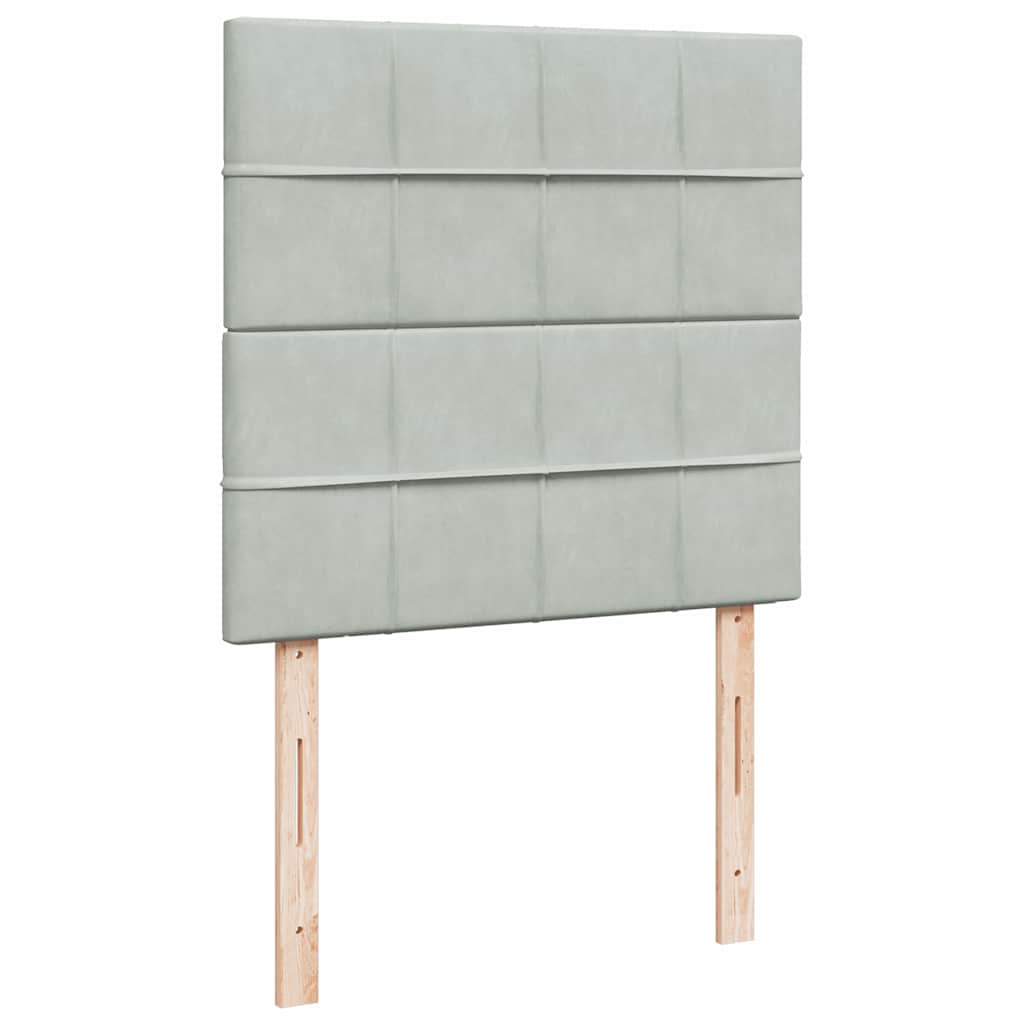 vidaXL Κρεβάτι Boxspring με Στρώμα Ανοιχτό Γκρι 90x190 εκ. Βελούδινο