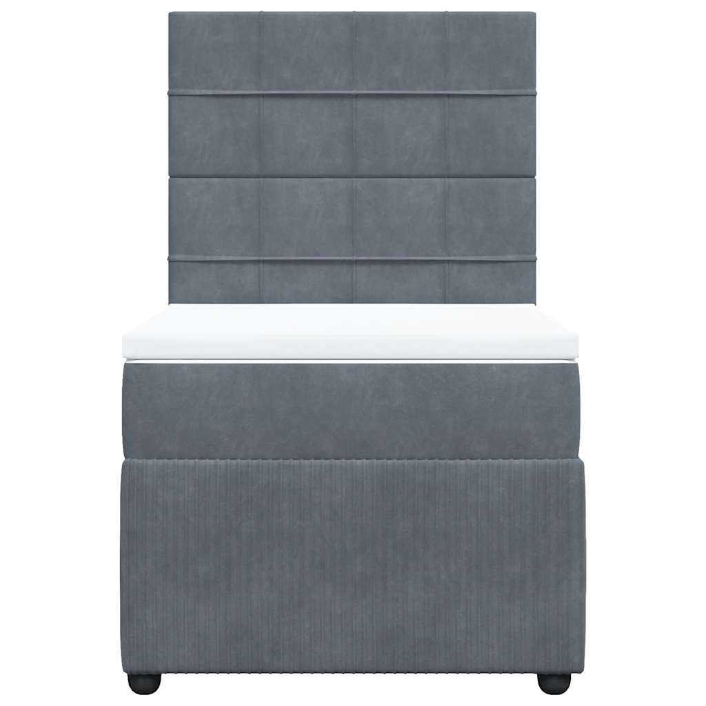 vidaXL Κρεβάτι Boxspring με Στρώμα Σκούρο Γκρι 90x190 εκ. Βελούδινο