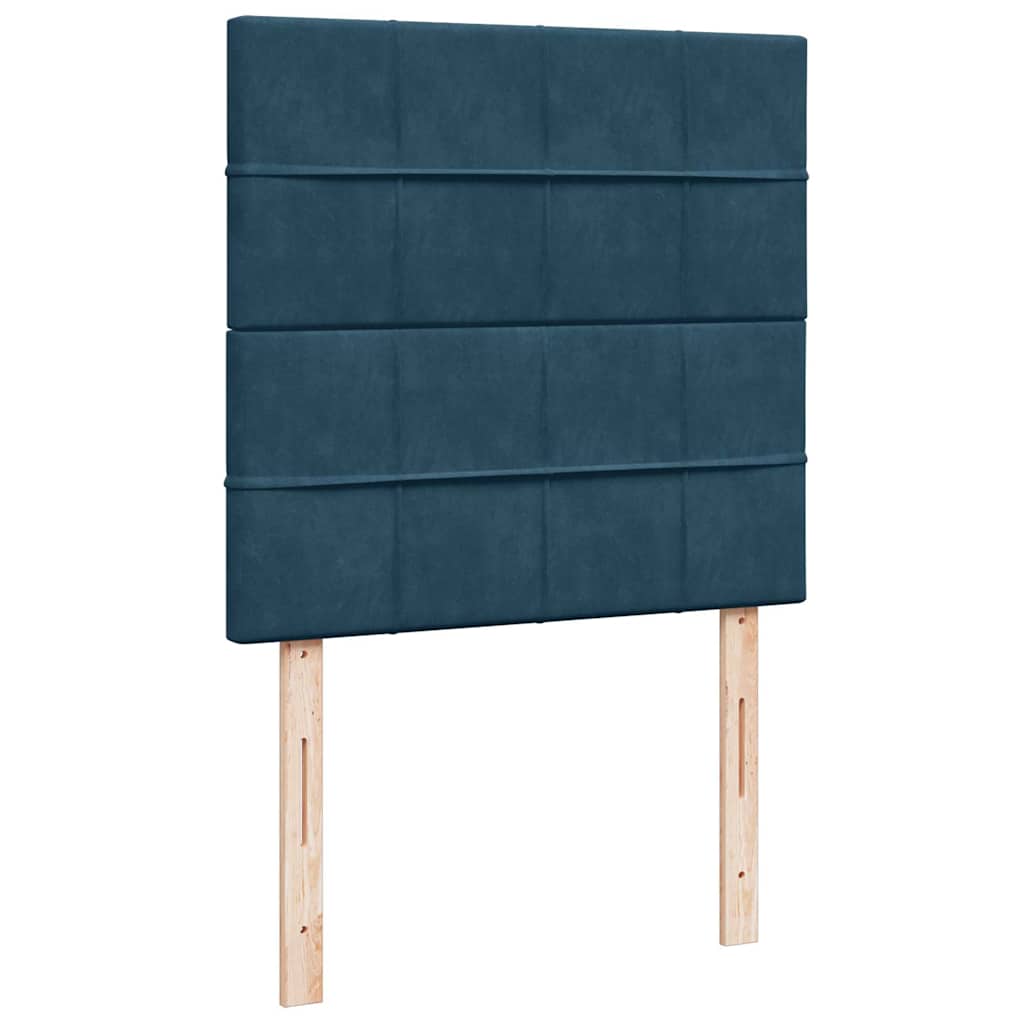 vidaXL Κρεβάτι Boxspring με Στρώμα Μπλε 90x190 εκ. Βελούδινο