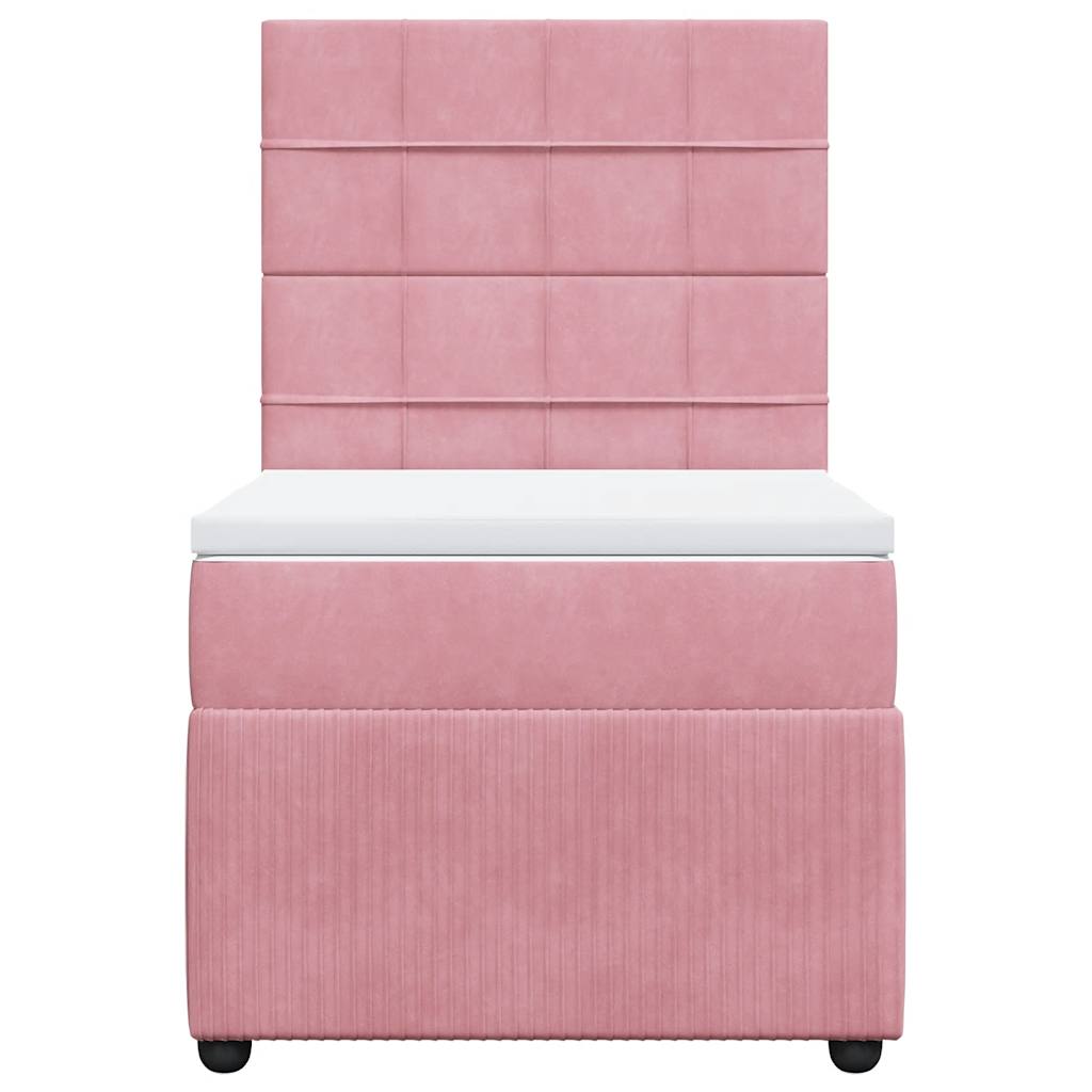 vidaXL Κρεβάτι Boxspring με Στρώμα Ροζ 90x190 εκ. Βελούδινο