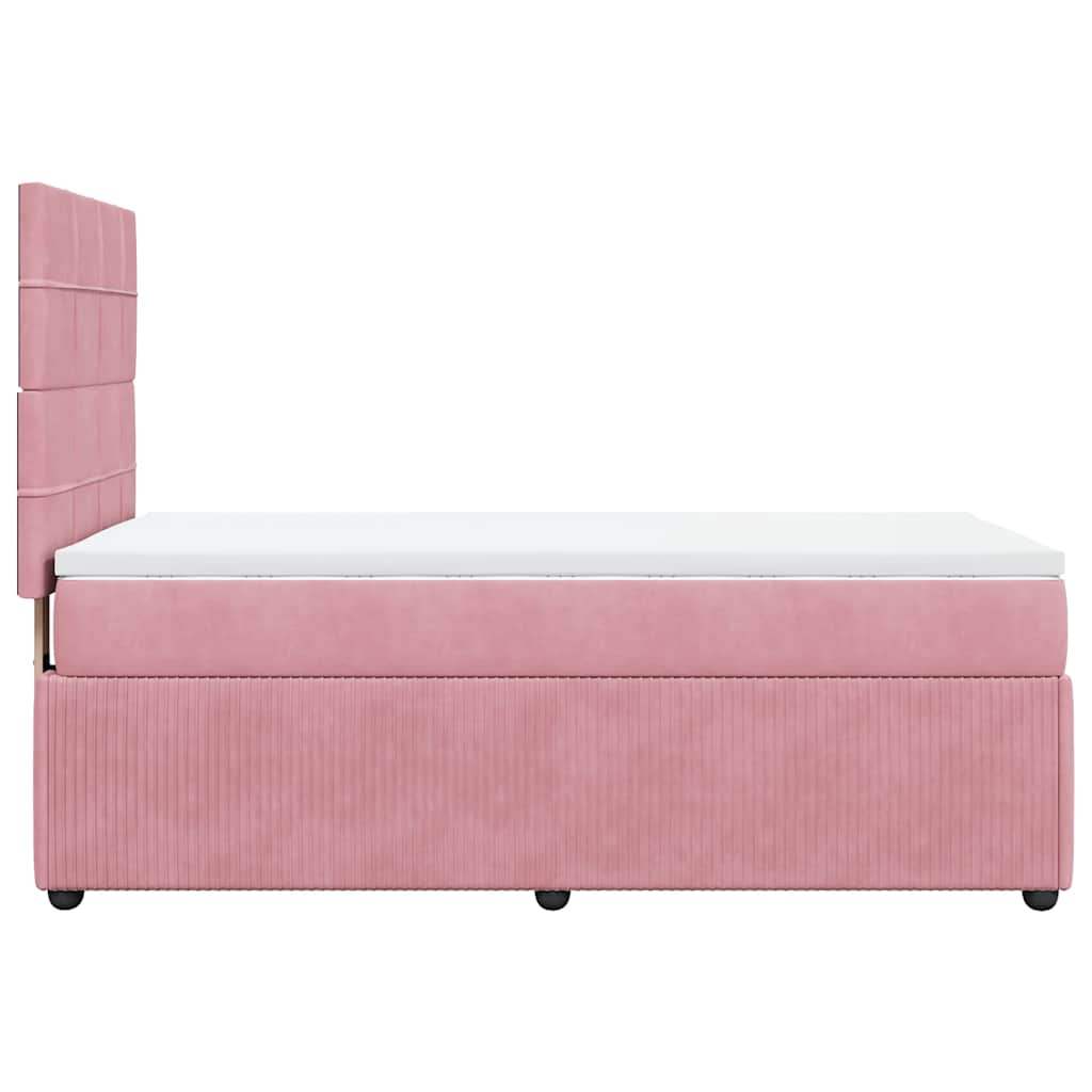 vidaXL Κρεβάτι Boxspring με Στρώμα Ροζ 90x190 εκ. Βελούδινο