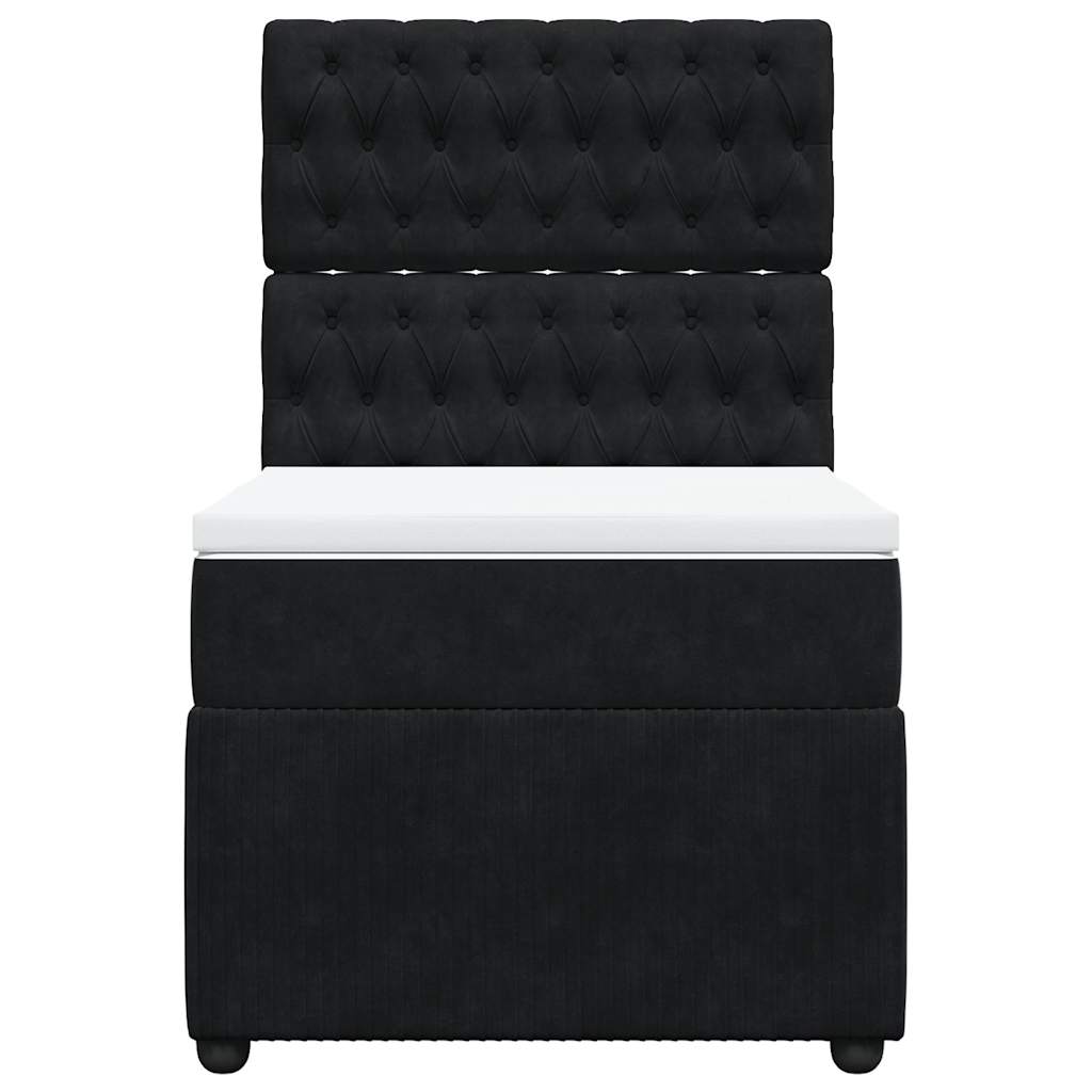 vidaXL Κρεβάτι Boxspring με Στρώμα Μαύρο 90x190 εκ. Βελούδινο
