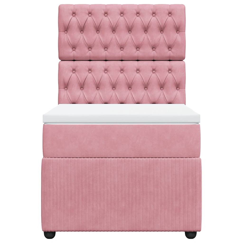 vidaXL Κρεβάτι Boxspring με Στρώμα Ροζ 90x190 εκ. Βελούδινο