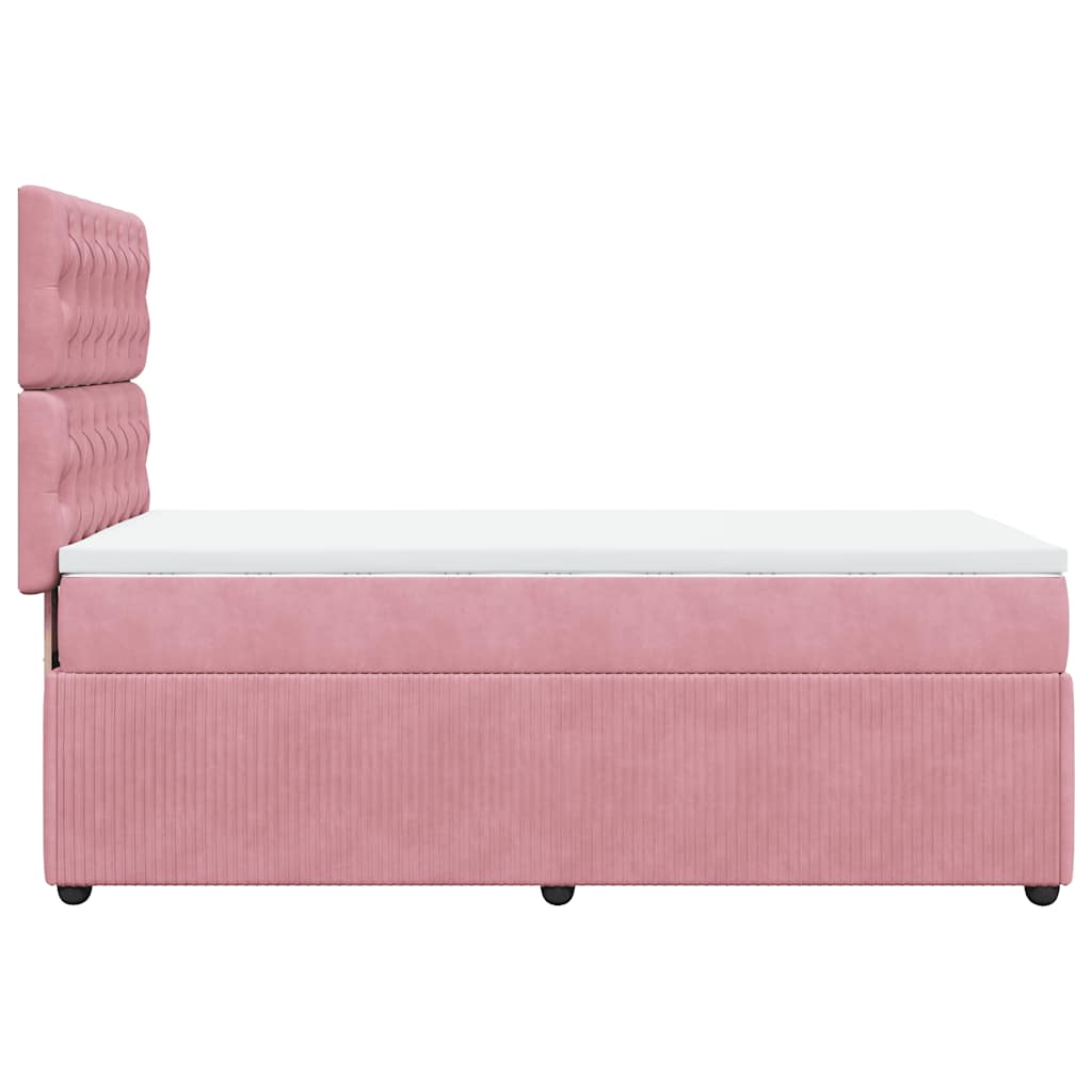 vidaXL Κρεβάτι Boxspring με Στρώμα Ροζ 90x190 εκ. Βελούδινο