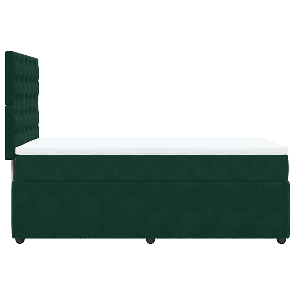 vidaXL Κρεβάτι Boxspring με Στρώμα Σκούρο Πράσινο 90x190 εκ. Βελούδινο