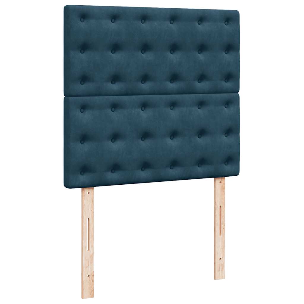 vidaXL Κρεβάτι Boxspring με Στρώμα Μπλε 90x190 εκ. Βελούδινο