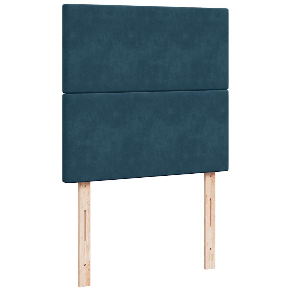 vidaXL Κρεβάτι Boxspring με Στρώμα Μπλε 90x200 εκ. Βελούδινο