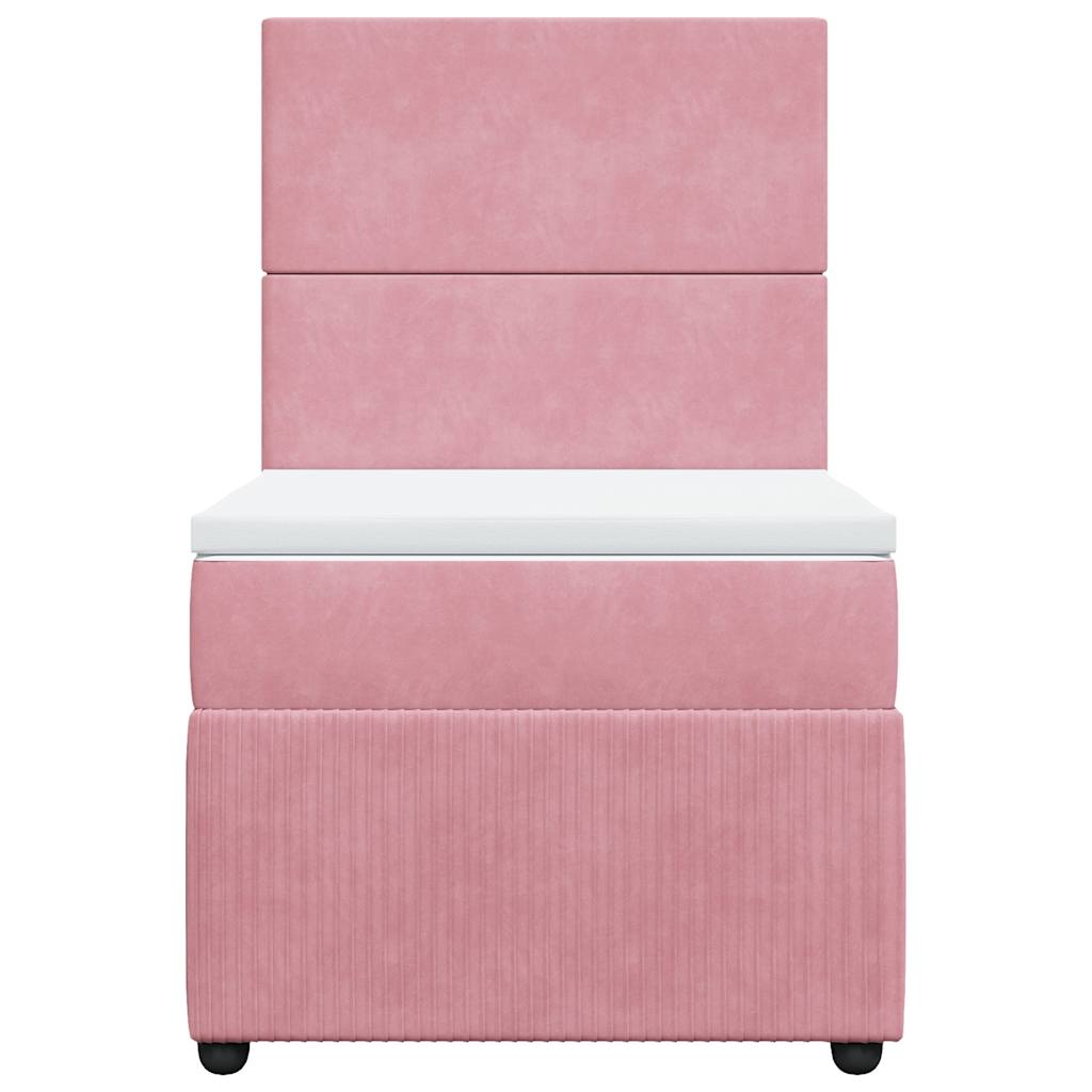vidaXL Κρεβάτι Boxspring με Στρώμα Ροζ 90x200 εκ. Βελούδινο