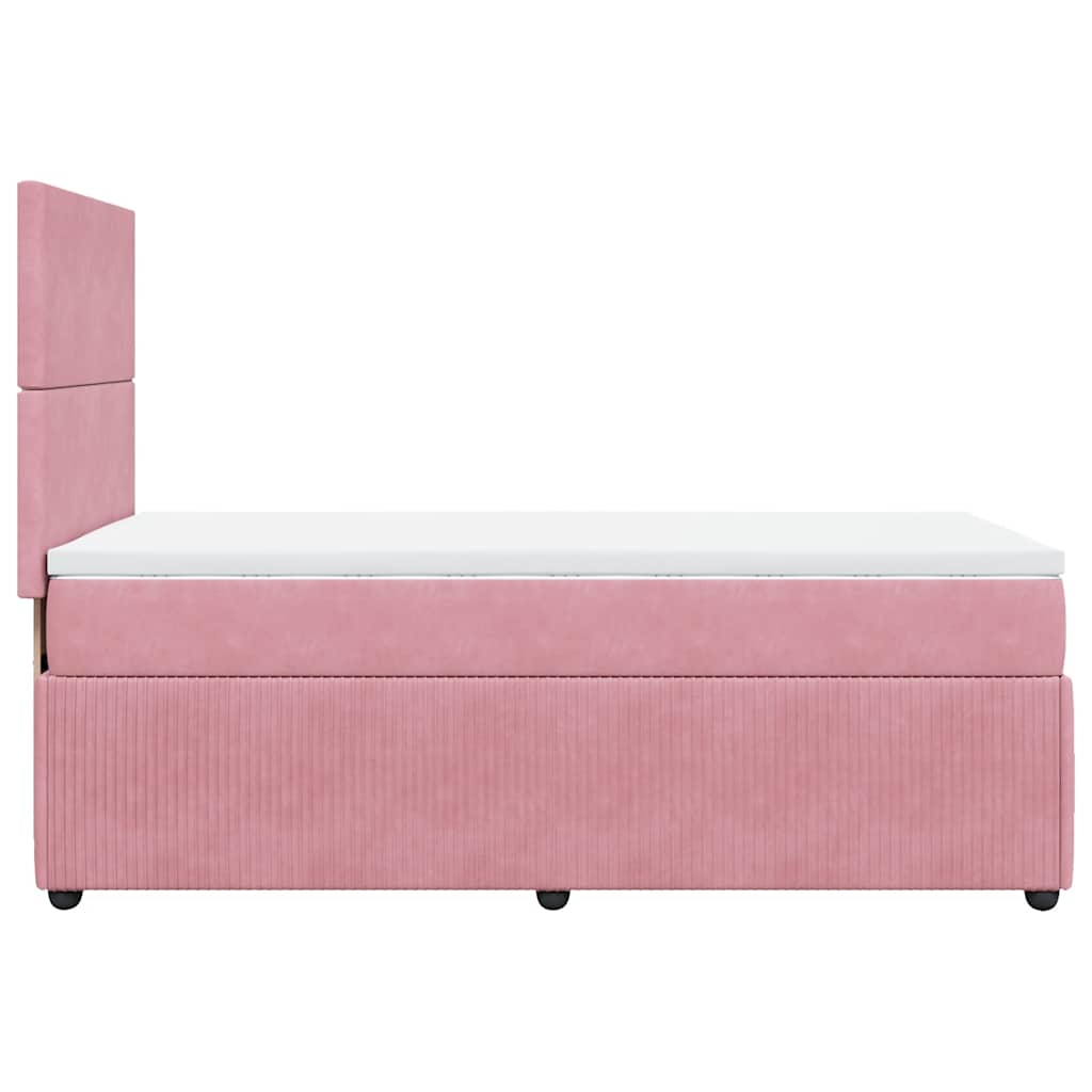 vidaXL Κρεβάτι Boxspring με Στρώμα Ροζ 90x200 εκ. Βελούδινο