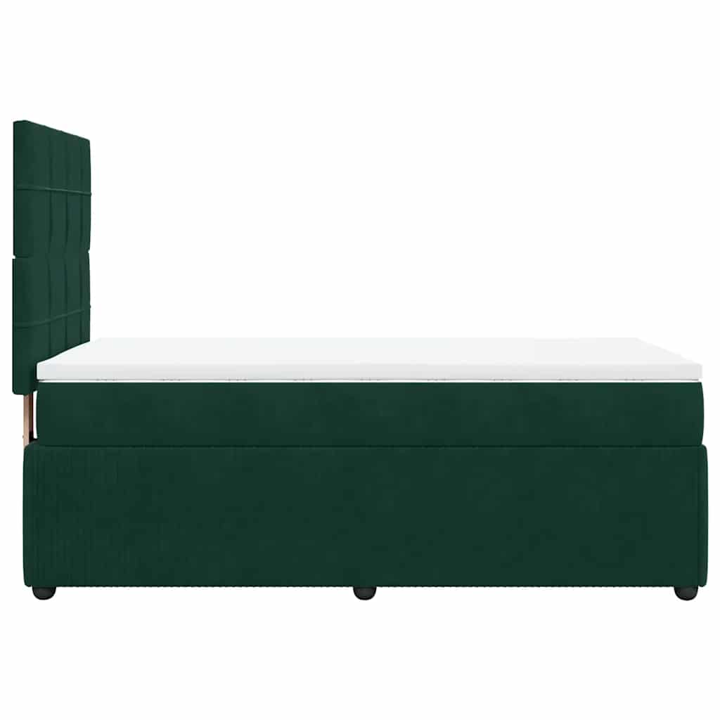 vidaXL Κρεβάτι Boxspring με Στρώμα Σκούρο Πράσινο 90x200 εκ. Βελούδινο