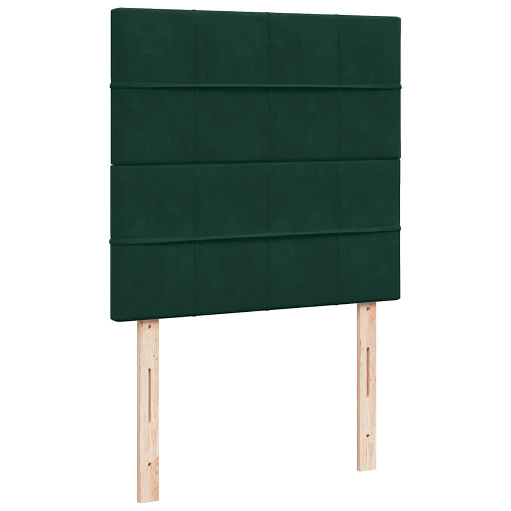 vidaXL Κρεβάτι Boxspring με Στρώμα Σκούρο Πράσινο 90x200 εκ. Βελούδινο