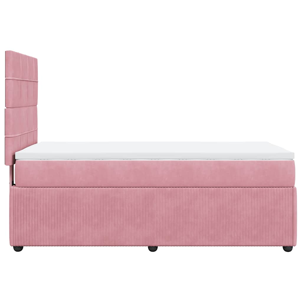 vidaXL Κρεβάτι Boxspring με Στρώμα Ροζ 90x200 εκ. Βελούδινο