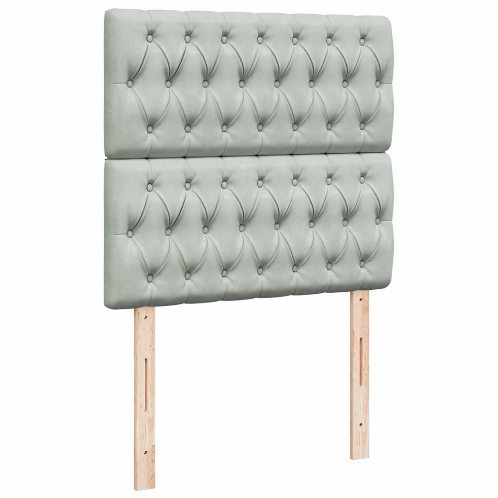 vidaXL Κρεβάτι Boxspring με Στρώμα Ανοιχτό Γκρι 90x200 εκ. Βελούδινο