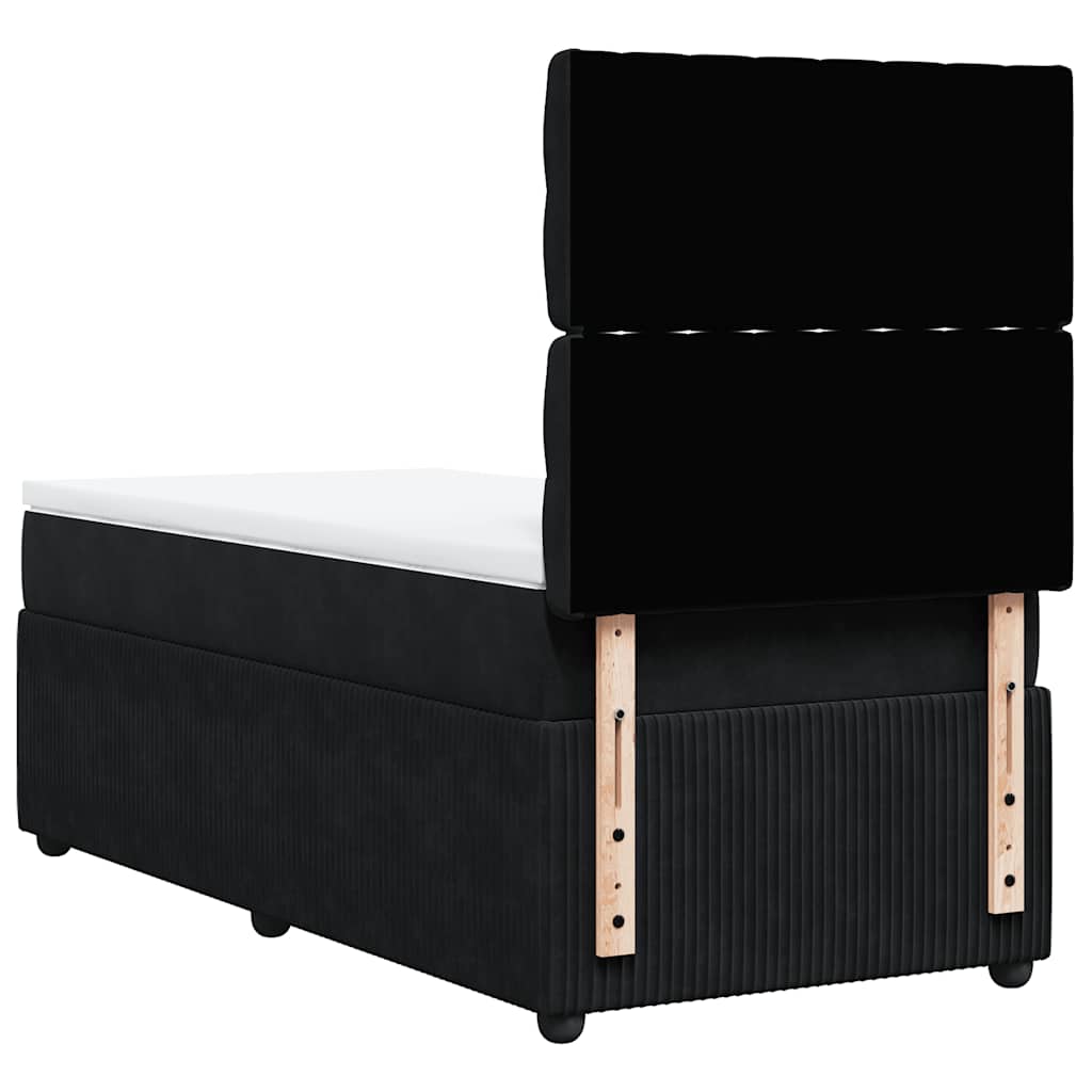 vidaXL Κρεβάτι Boxspring με Στρώμα Μαύρο 90x200 εκ. Βελούδινο