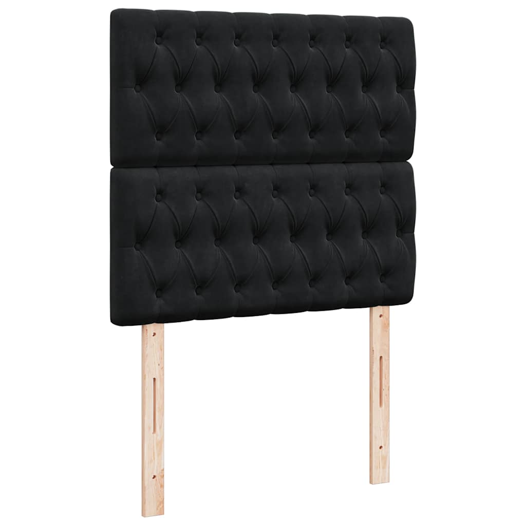 vidaXL Κρεβάτι Boxspring με Στρώμα Μαύρο 90x200 εκ. Βελούδινο