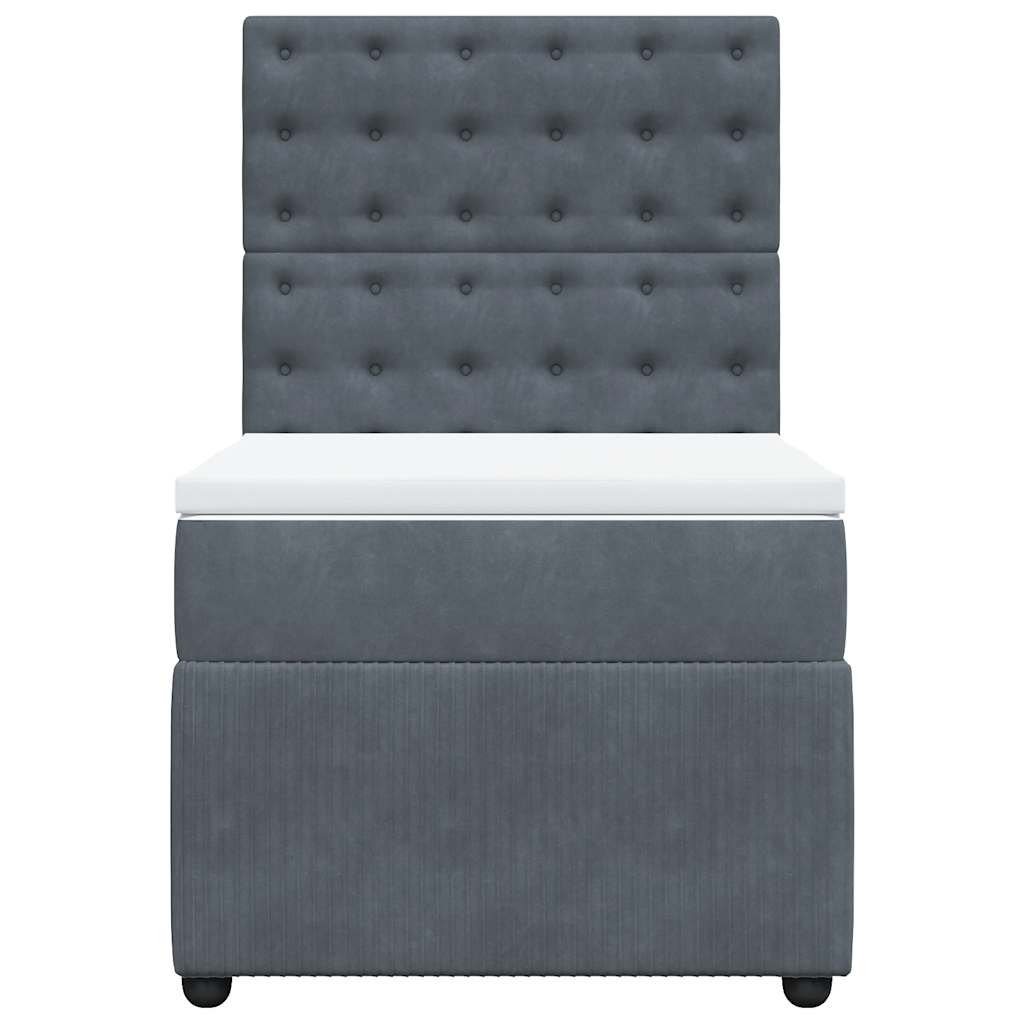vidaXL Κρεβάτι Boxspring με Στρώμα Σκούρο Γκρι 90x200 εκ. Βελούδινο