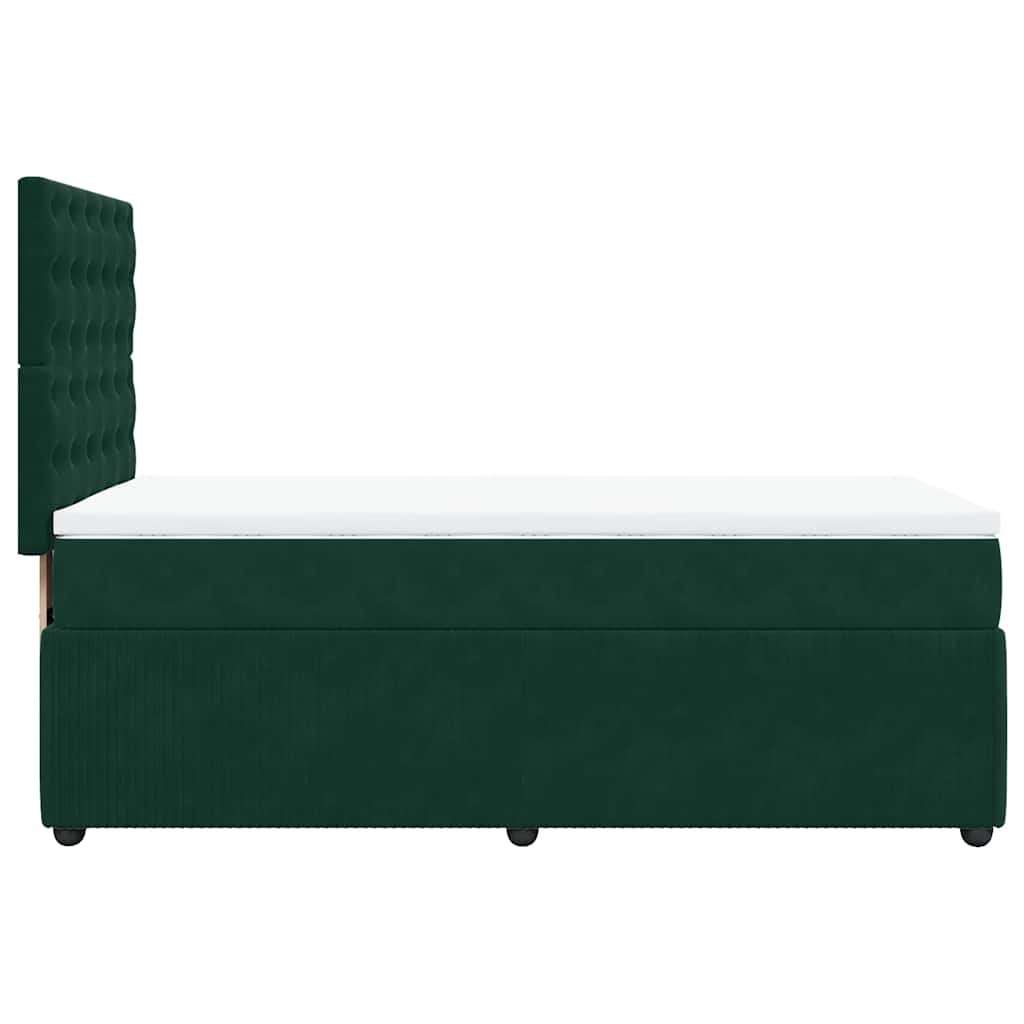 vidaXL Κρεβάτι Boxspring με Στρώμα Σκούρο Πράσινο 90x200 εκ. Βελούδινο