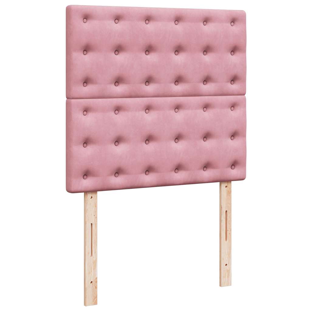 vidaXL Κρεβάτι Boxspring με Στρώμα Ροζ 90x200 εκ. Βελούδινο