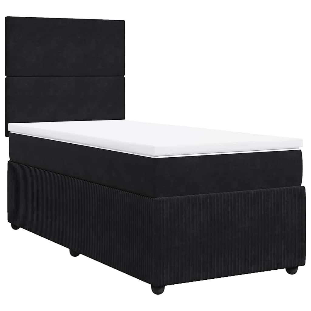 vidaXL Κρεβάτι Boxspring με Στρώμα Μαύρο 100x200 εκ. Βελούδινο