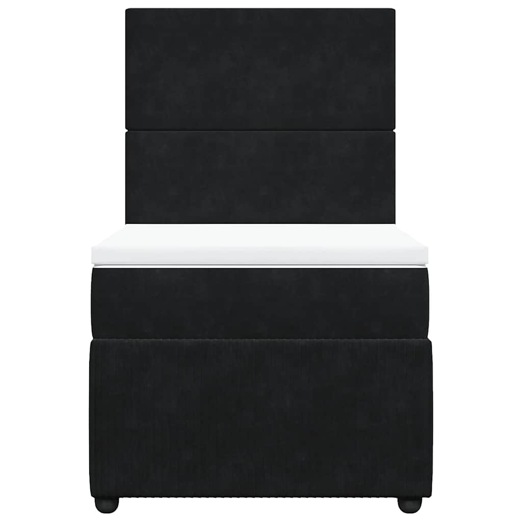 vidaXL Κρεβάτι Boxspring με Στρώμα Μαύρο 100x200 εκ. Βελούδινο