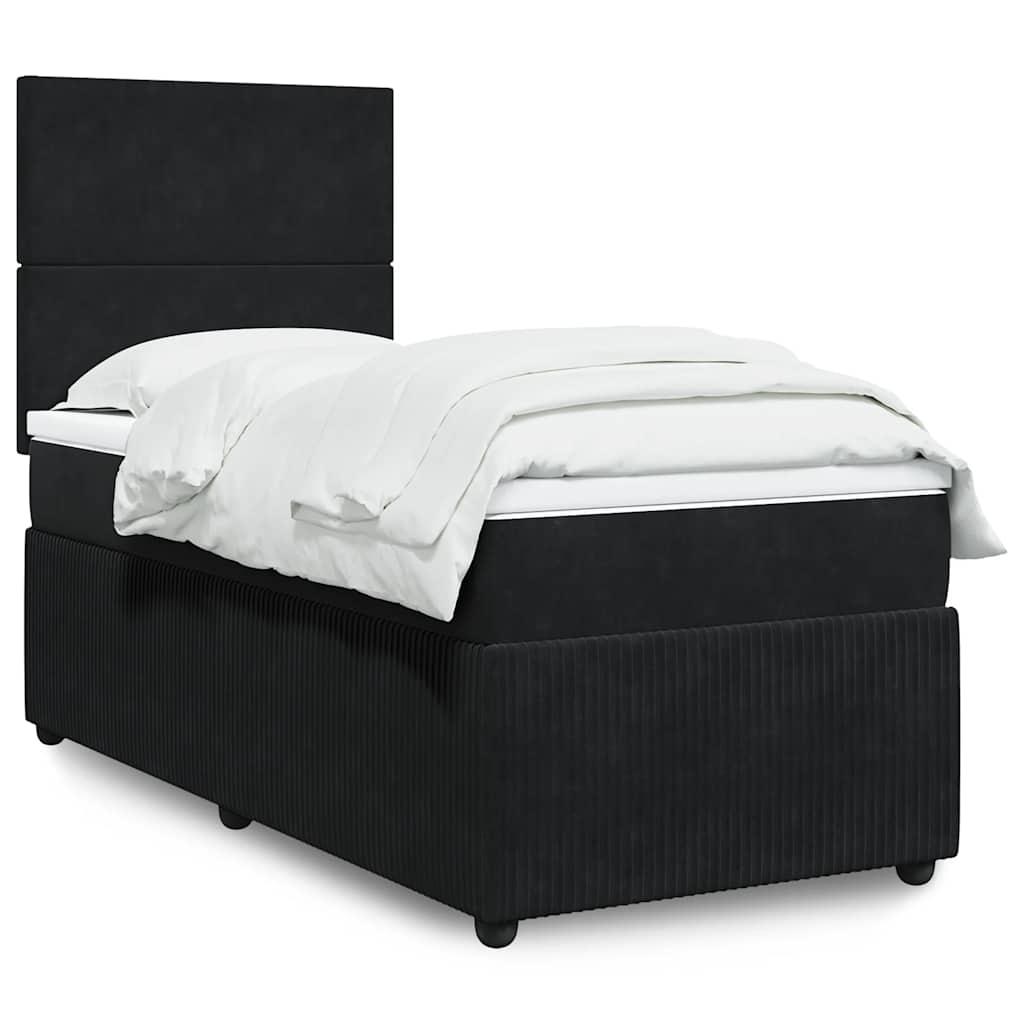 vidaXL Κρεβάτι Boxspring με Στρώμα Μαύρο 100x200 εκ. Βελούδινο