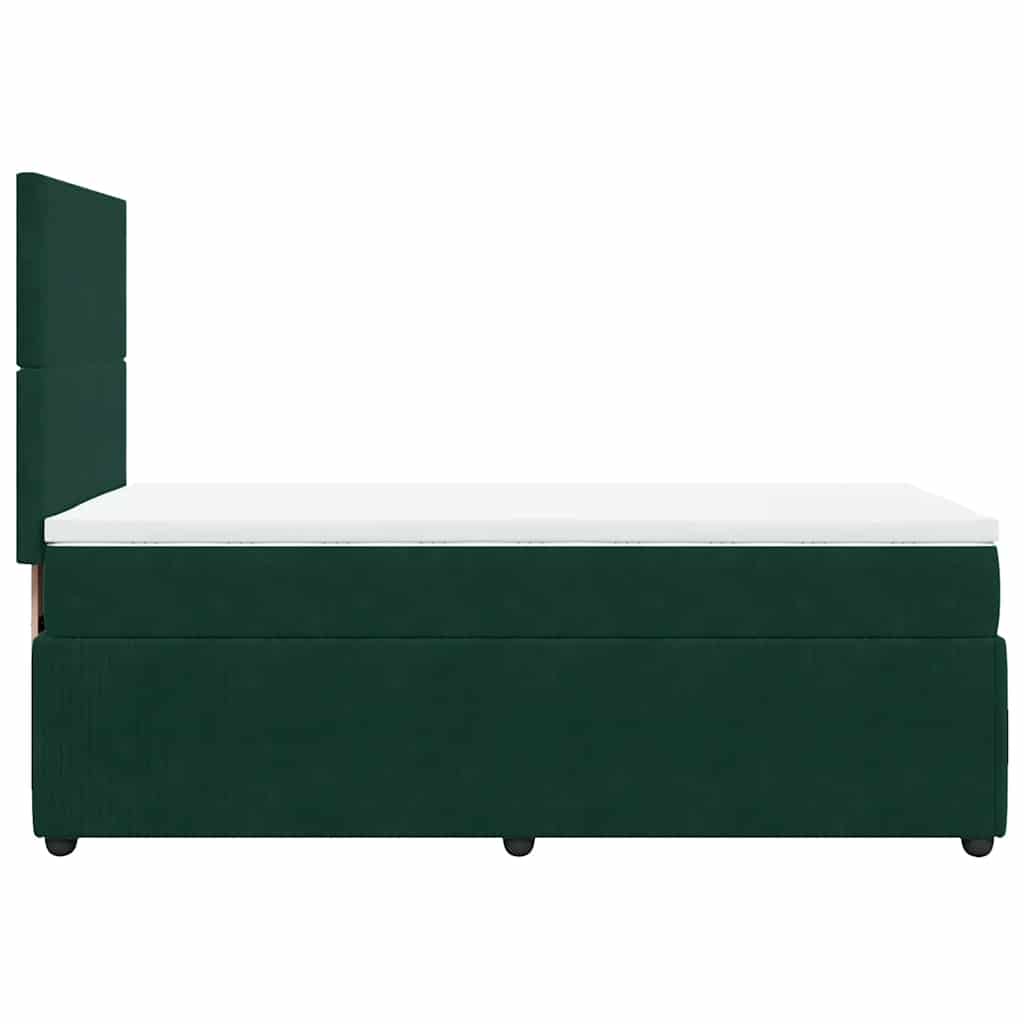 vidaXL Κρεβάτι Boxspring με Στρώμα Σκούρο Πράσινο 100x200εκ. Βελούδινο