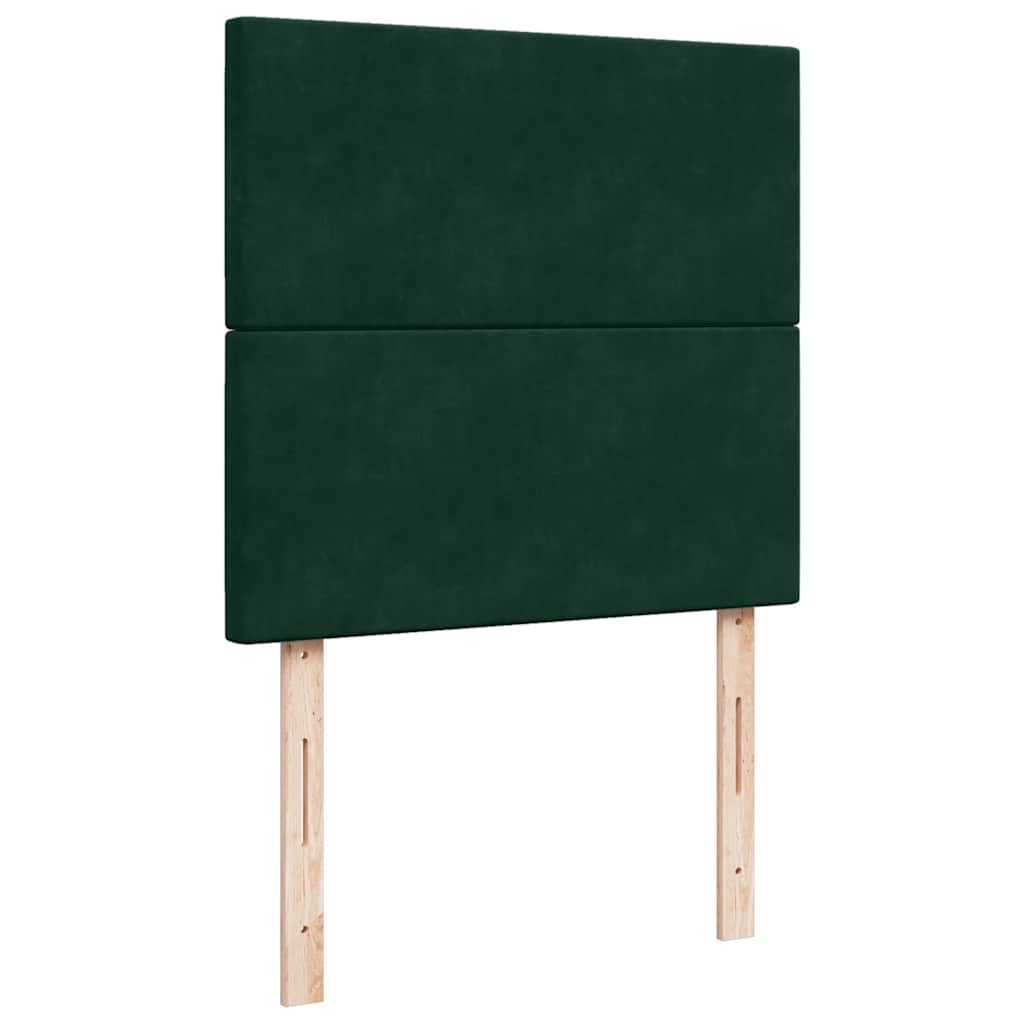 vidaXL Κρεβάτι Boxspring με Στρώμα Σκούρο Πράσινο 100x200εκ. Βελούδινο