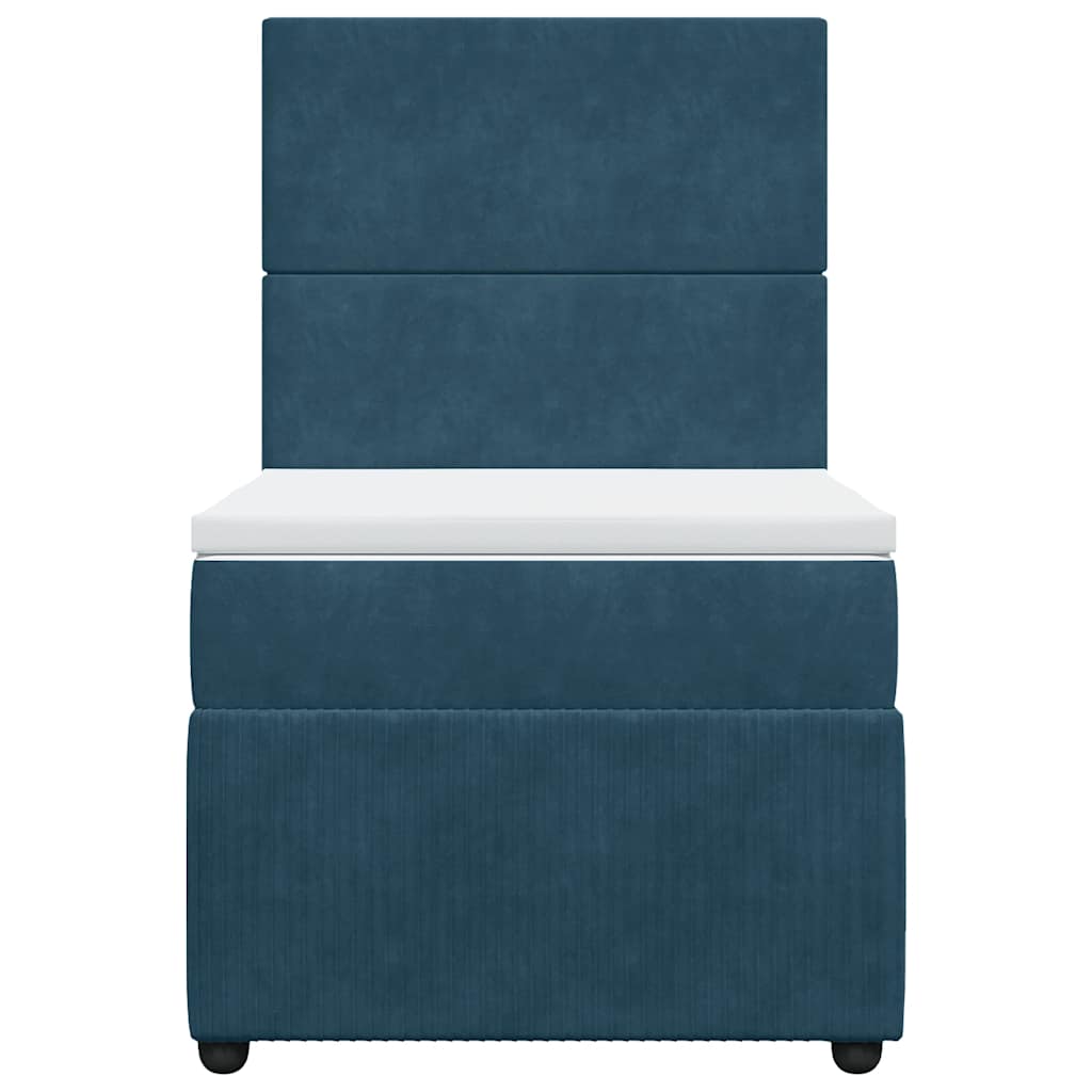 vidaXL Κρεβάτι Boxspring με Στρώμα Μπλε 100x200 εκ. Βελούδινο