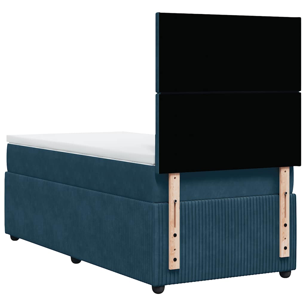 vidaXL Κρεβάτι Boxspring με Στρώμα Μπλε 100x200 εκ. Βελούδινο