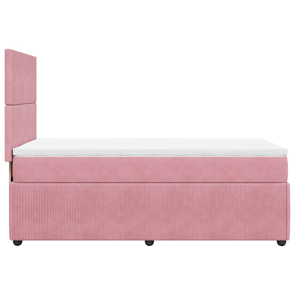vidaXL Κρεβάτι Boxspring με Στρώμα Ροζ 100x200 εκ. Βελούδινο