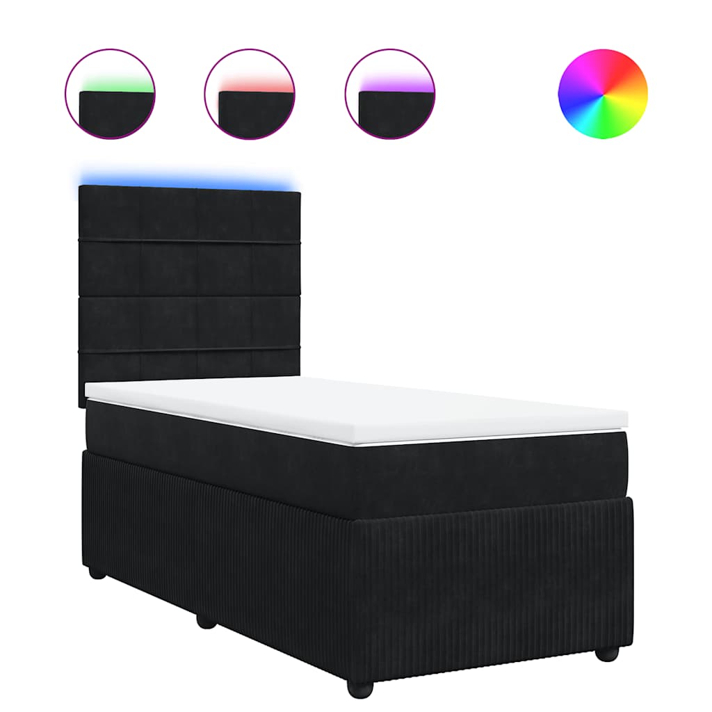 vidaXL Κρεβάτι Boxspring με Στρώμα Μαύρο 100x200 εκ. Βελούδινο