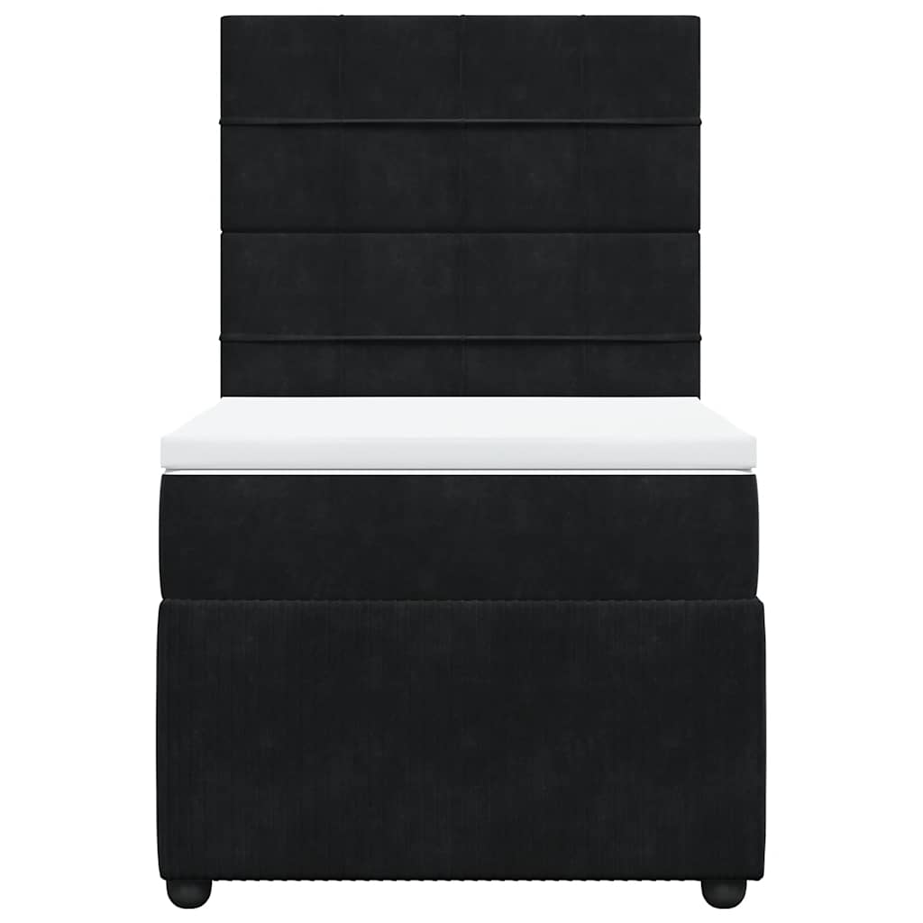 vidaXL Κρεβάτι Boxspring με Στρώμα Μαύρο 100x200 εκ. Βελούδινο