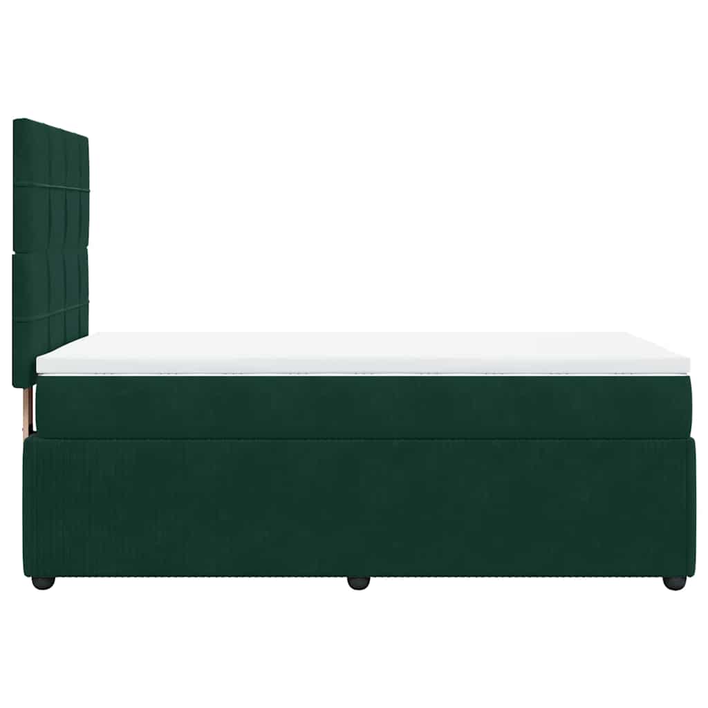vidaXL Κρεβάτι Boxspring με Στρώμα Σκούρο Πράσινο 100x200εκ. Βελούδινο