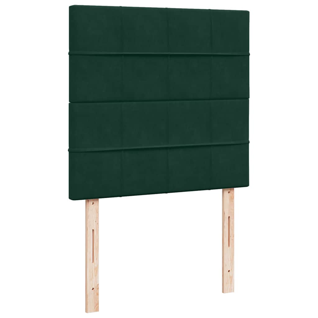 vidaXL Κρεβάτι Boxspring με Στρώμα Σκούρο Πράσινο 100x200εκ. Βελούδινο