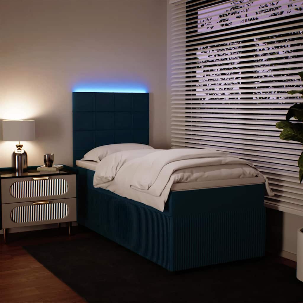 vidaXL Κρεβάτι Boxspring με Στρώμα Μπλε 100x200 εκ. Βελούδινο