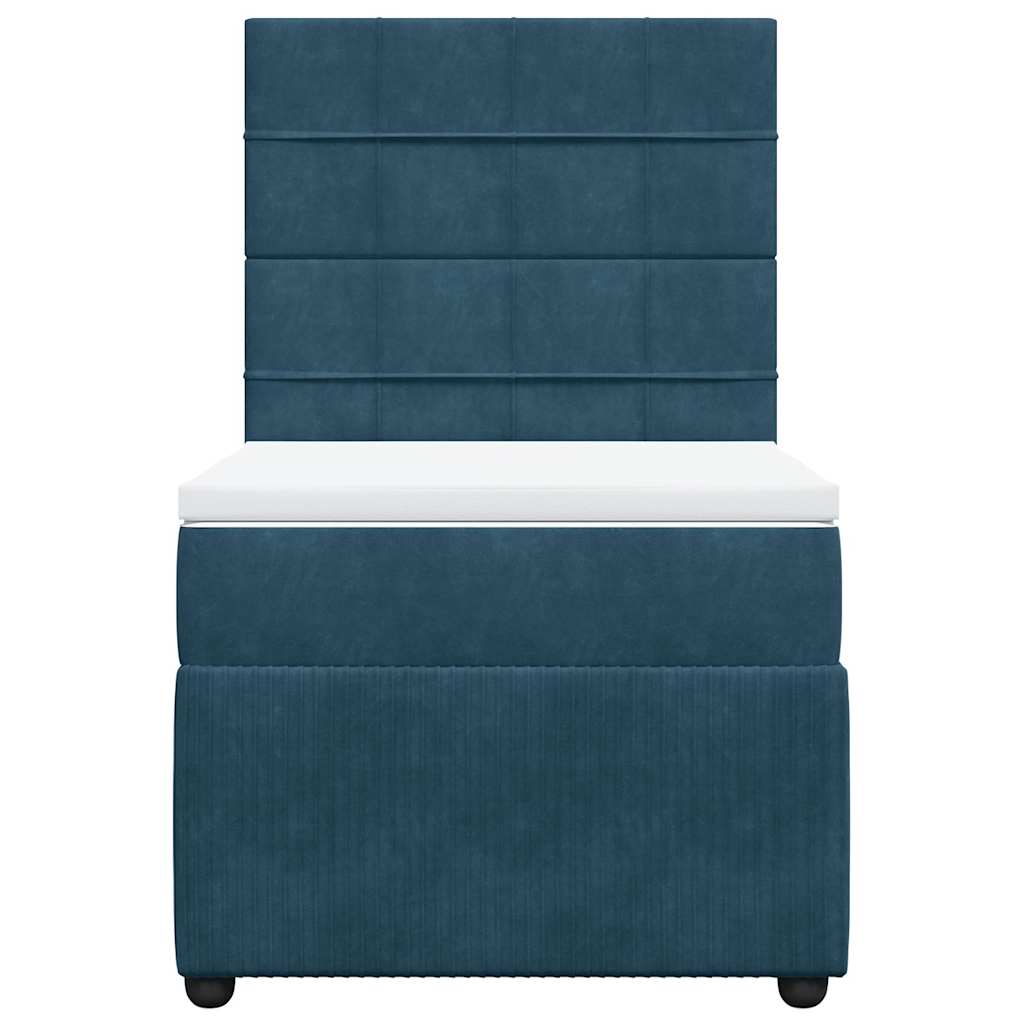 vidaXL Κρεβάτι Boxspring με Στρώμα Μπλε 100x200 εκ. Βελούδινο