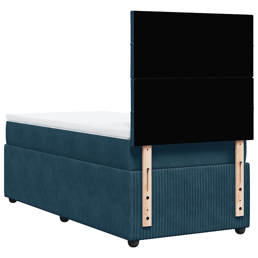 vidaXL Κρεβάτι Boxspring με Στρώμα Μπλε 100x200 εκ. Βελούδινο